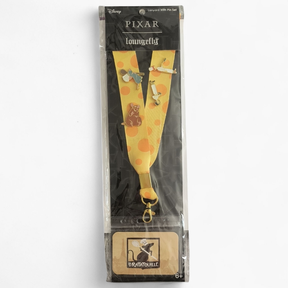 Loungefly Pixar Ratatouille Yellow Lanyard with Cardholder & 4 Enamel Pins